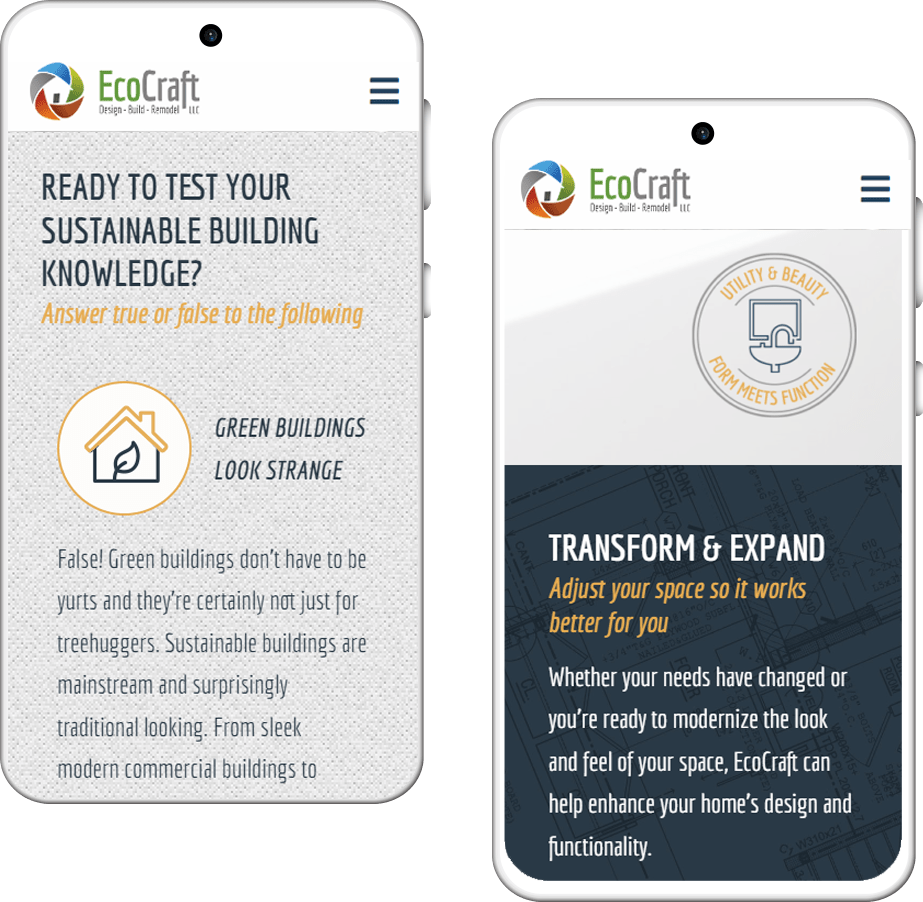 Eco-pair Portfolio Ecocraft website design mobile