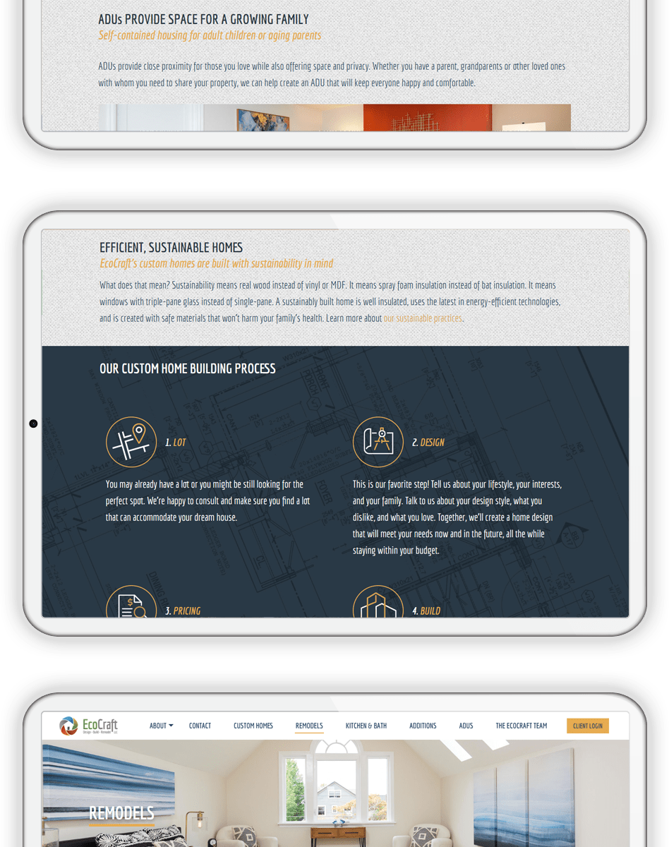 eco-trio Portfolio website design tablet EcoCraft